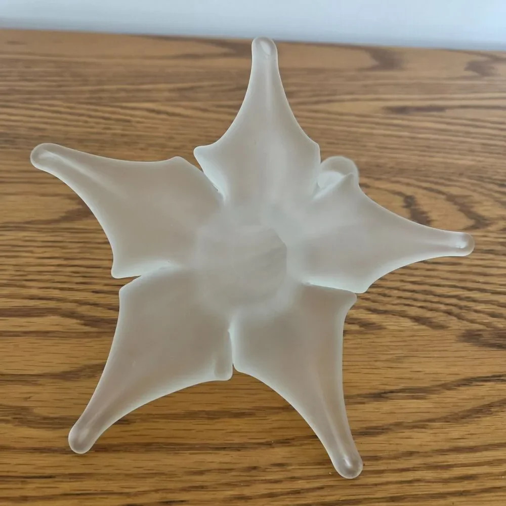 Vintage Frosted Art Glass Lily Flower Sculpture Satin Finish Floral Home Decor
